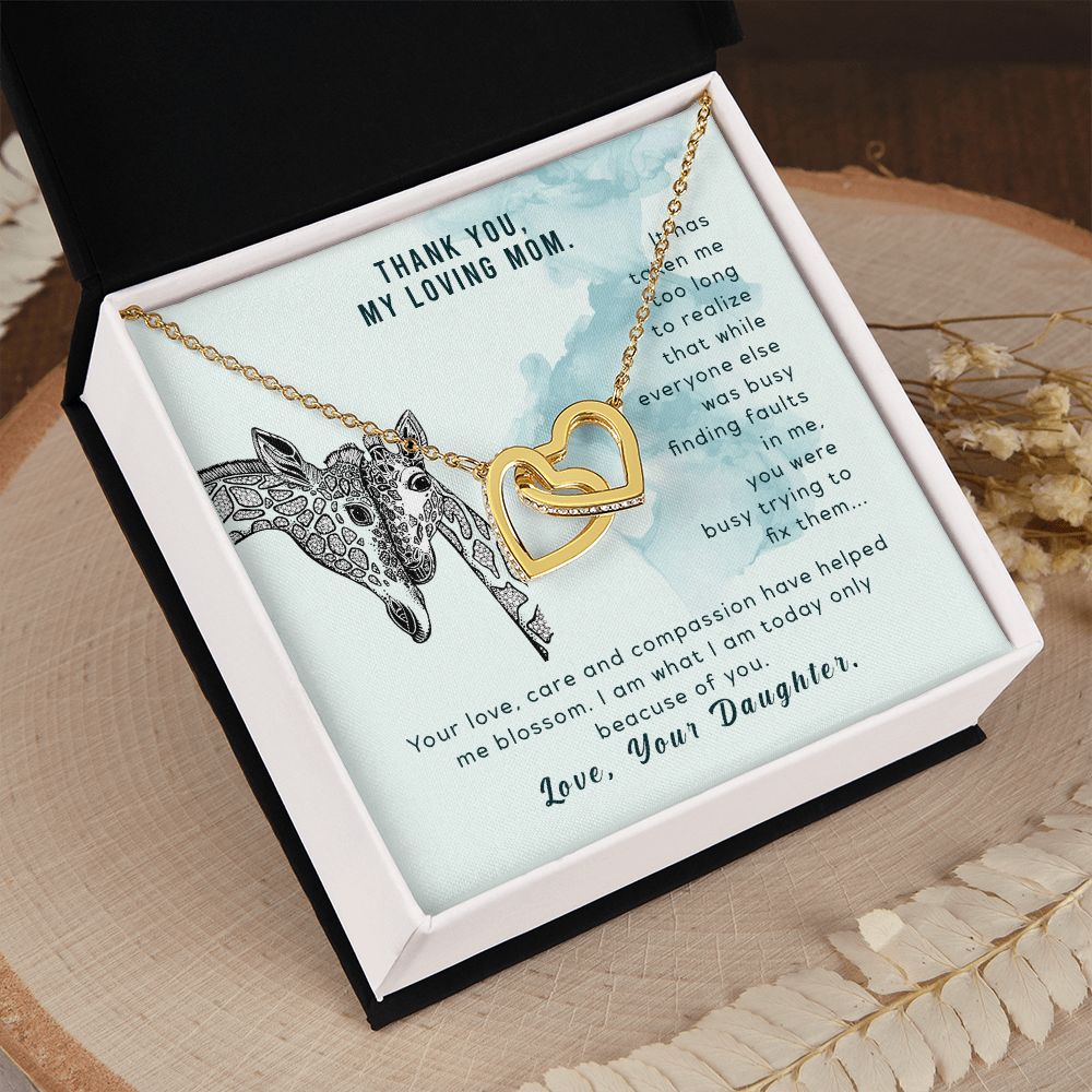 To My Thank You My Loving Mom Giraffe Necklace Pendant Gift From Mom Necklace Gift For To Daughter Birthday Daughter In Law Gift On Birthday Anniversary Gift 30821 Interlocking Hearts Necklace