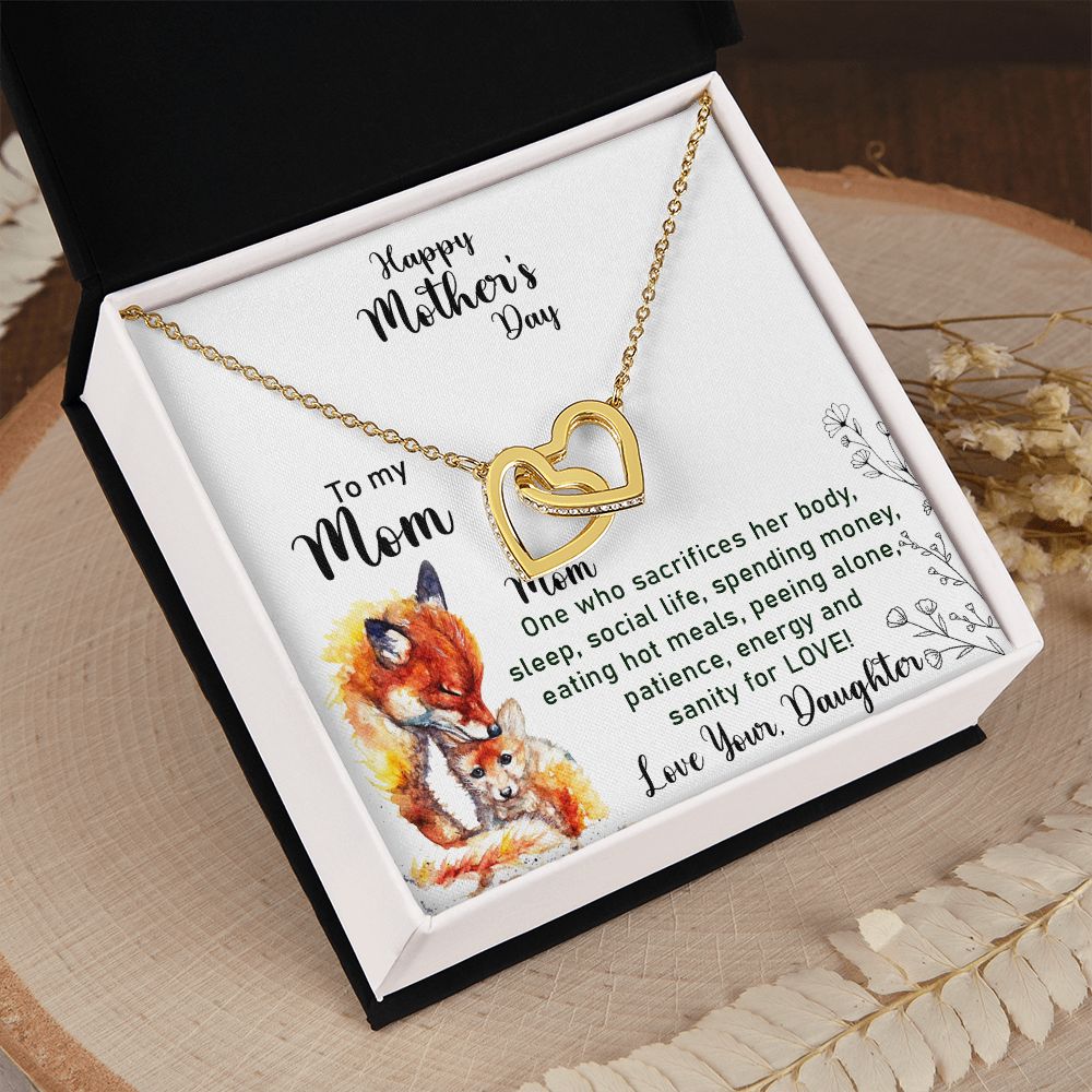 Mom Necklace Gifts for Mom from Daughter to Mom Gifts for Mothers Day from Daughter, To My Mom Necklace from Daughter to Mom Birthday Gifts Necklace with Message Card and Gift Box2223 Interlocking Hearts Necklace