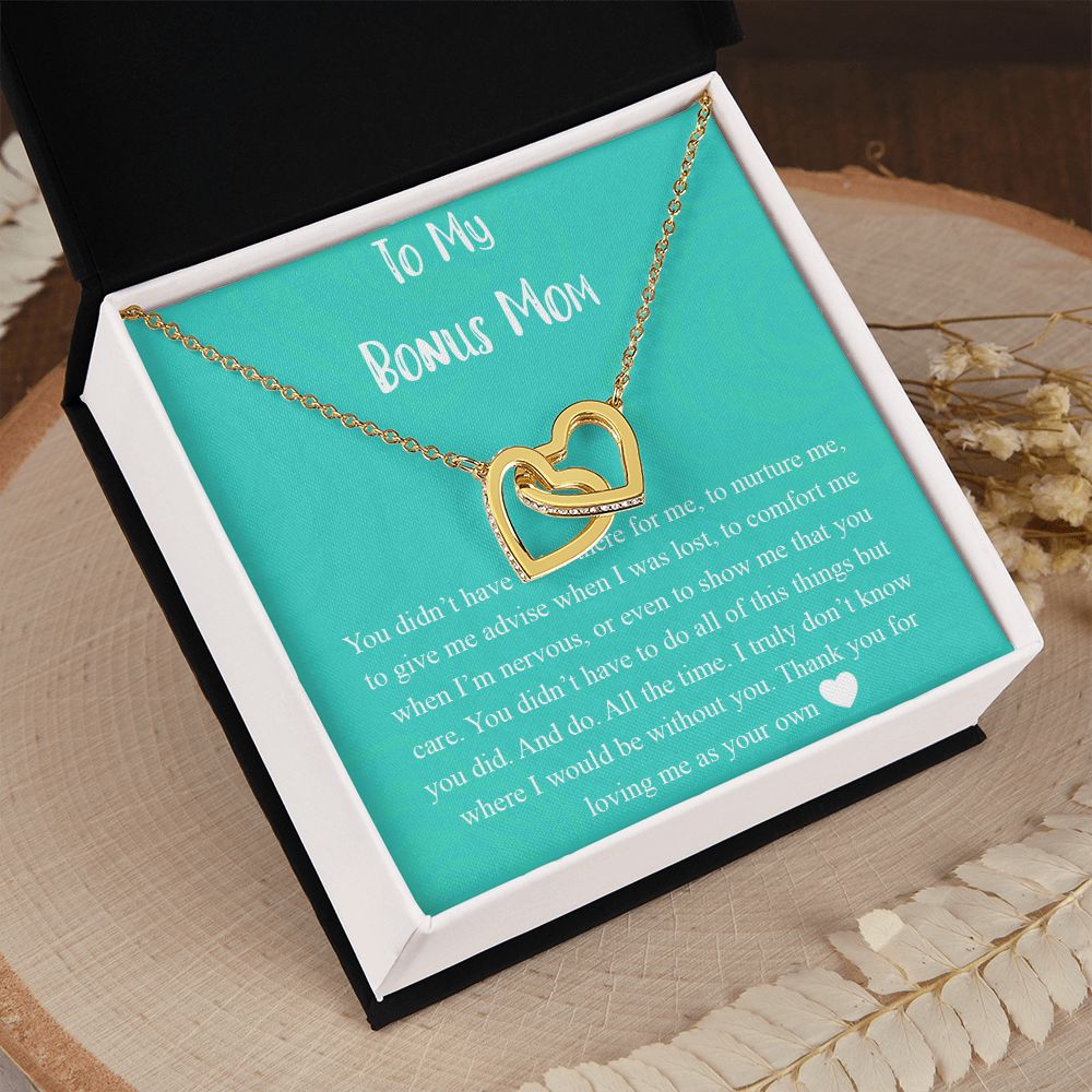 To My Bonus Mom Necklace, Mother's Day Gift for Step Mom, Love Knot Necklace Interlocking Hearts Necklace