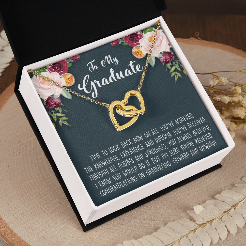 Graduation Gift Necklace for Girls Jewelry, College, High School, Elementary School, Senior Graduation Congrats Graduation Pendants Gift For Daughter, Granddaughter, Niece, Sister Interlocking Hearts Necklace