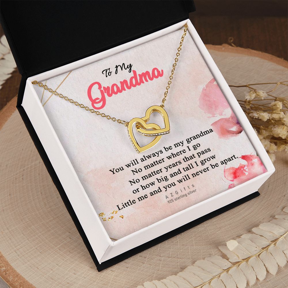 To My Grandma Necklace, Gift for Grandmother Necklace, Mothers Day Gift For Grandma Nana, Grandma Jewelry From Grandchildren GrandKids , Jewelry Box Gift For Grandma Grandmother13 Interlocking Hearts Necklace