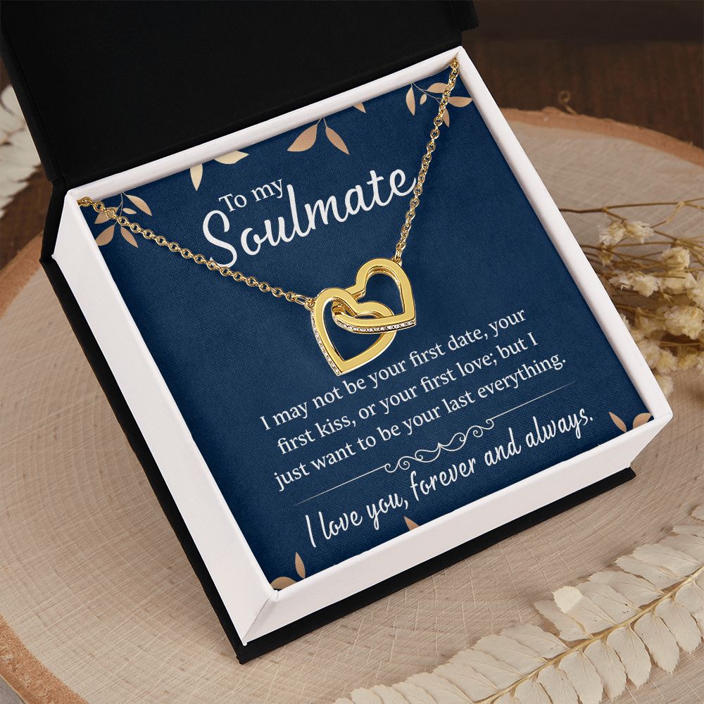 To My Soulmate Necklace for Women Birthday Christmas Jewelry Gifts For My Wife with Message Card Box Personalized Gift Present Pendant for Future Wife Soulmate Girlfriend Love 21 Interlocking Hearts Necklace