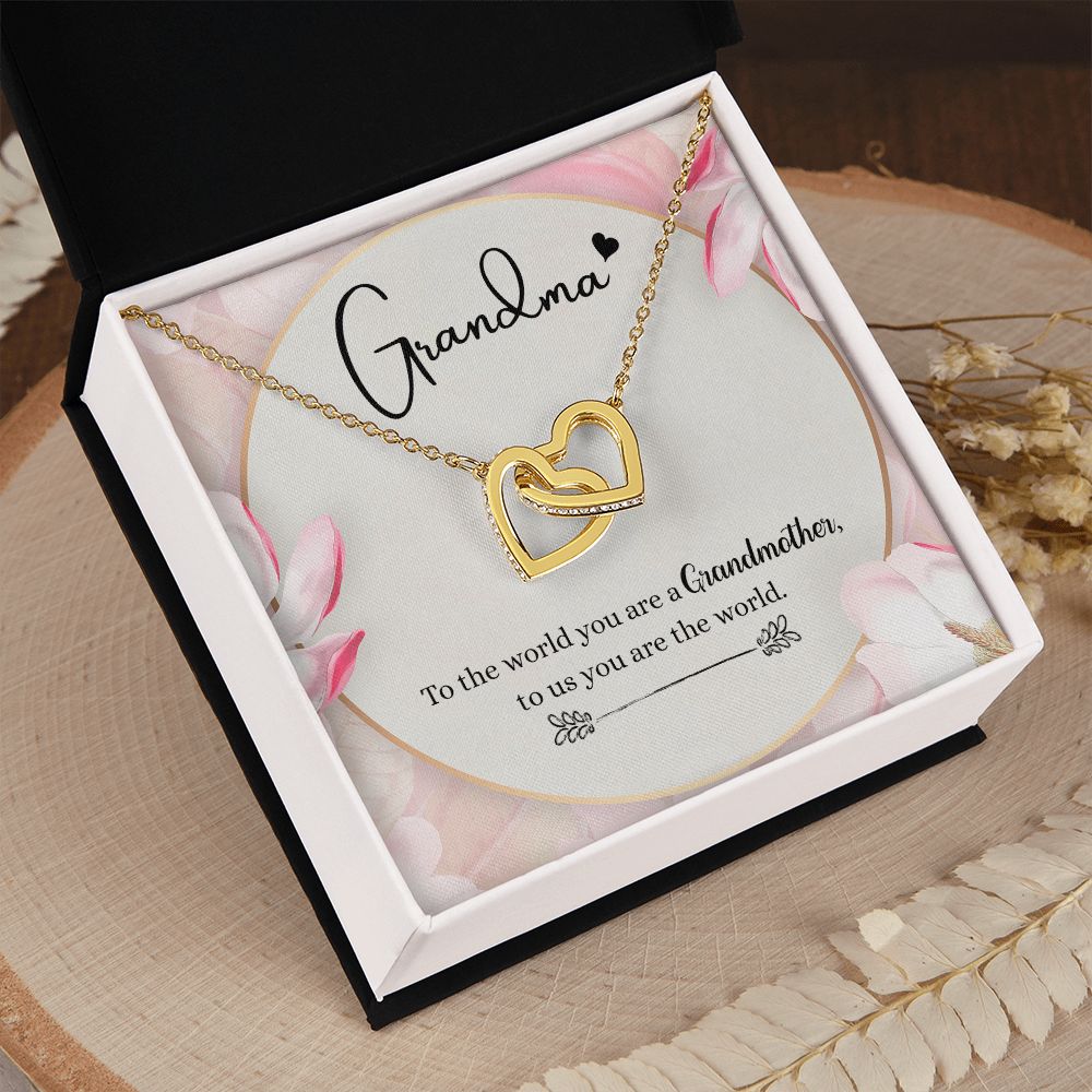 To My Grandma Necklace, Gift for Grandmother Necklace, Mothers Day Gift For Grandma Nana, Grandma Jewelry From Grandchildren GrandKids , Jewelry Box Gift For Grandma Grandmother8 Interlocking Hearts Necklace