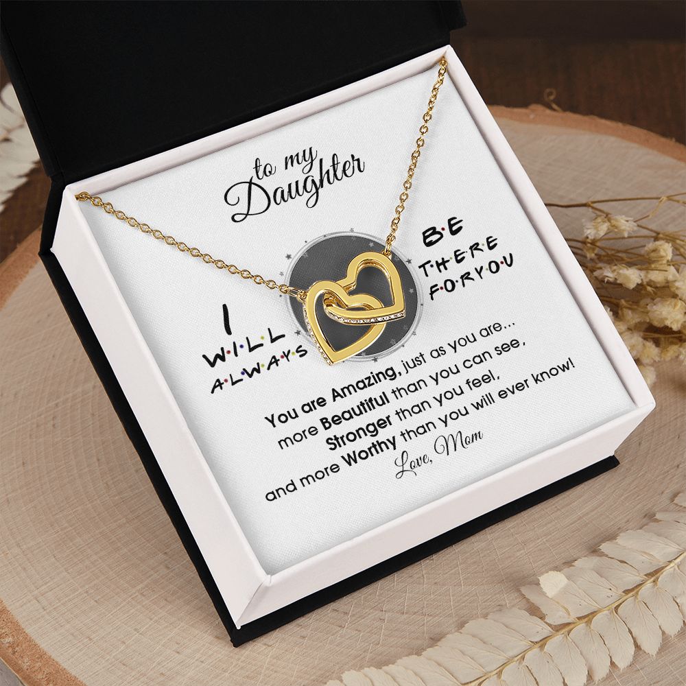 Mother Daughter Gift Ideas, To My Daughter Gift Necklace from Mom, Jewelry Pendant Present for Daughter, Birthday Christmas Gift Graduation Gifts for Daughters, Mother and Daughter Necklace 33 Interlocking Hearts Necklace