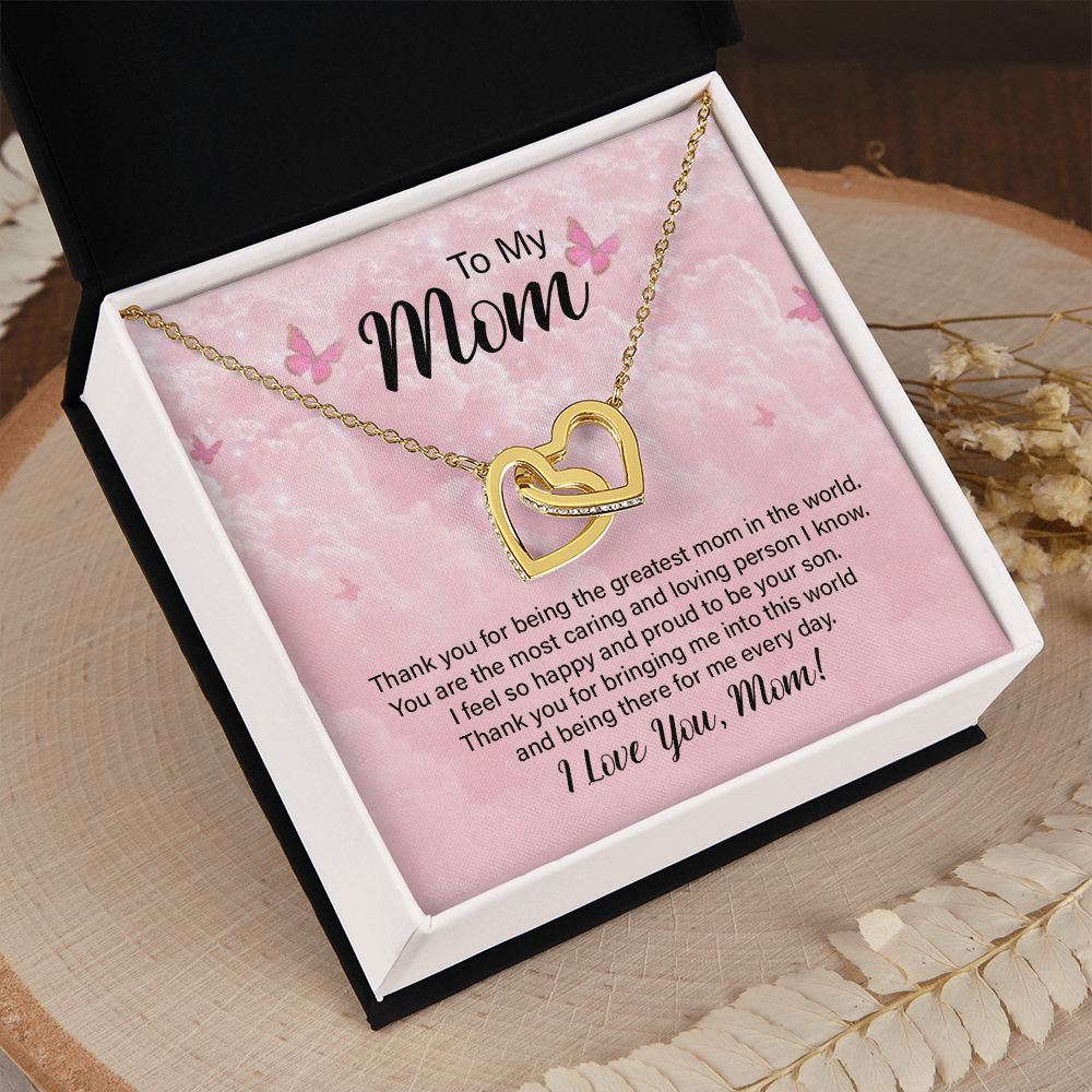 To My Mom Necklace, Gift For Mom, Mother's Day Gift from Daughter, Mom Jewelry Gift for Mothers Day, Birthday Gift for Mother, Moms Gift from Daughter Son, Necklace for Mom Mother 24 Interlocking Hearts Necklace