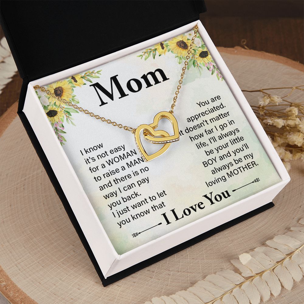 To My Mom Necklace, Gift For Mom, Mother's Day Gift from Daughter, Mom Jewelry Gift for Mothers Day, Birthday Gift for Mother, Moms Gift from Daughter Son, Necklace for Mom Mother 20 Interlocking Hearts Necklace