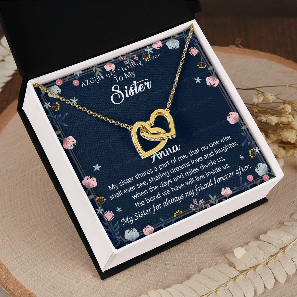 To My Sister Necklace, Pendant Inspirational Jewelry for Women Teen Girl, Keepsake Family and Friendship Gifts, Gift for Sisters, Necklace for Sisters, Sisters Jewelry 301 Interlocking Hearts Necklace