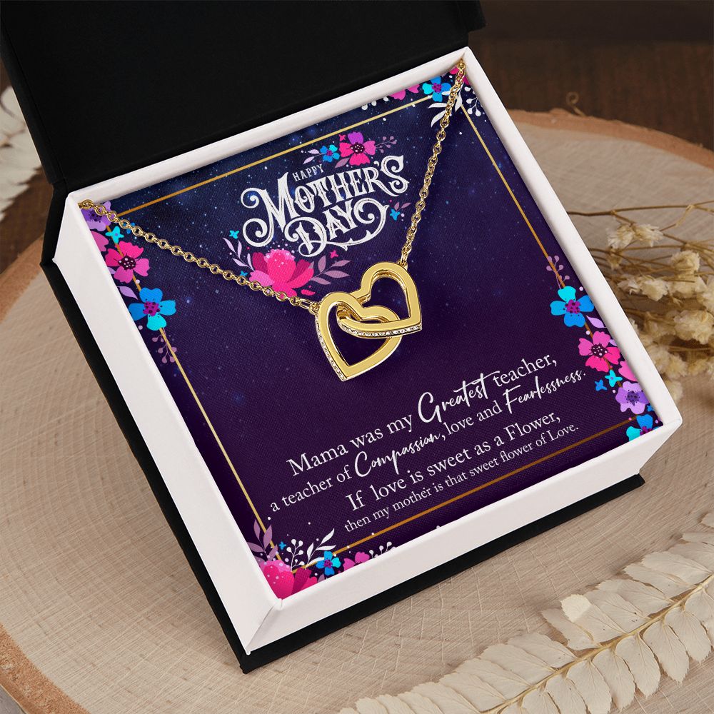 To My Mom Mother Necklace Pendant Gìt From Daughter Or Son Happy Mothers Day Mama Was My Greatest Teacher With Message Card Gift For Mom Interlocking Hearts Necklace