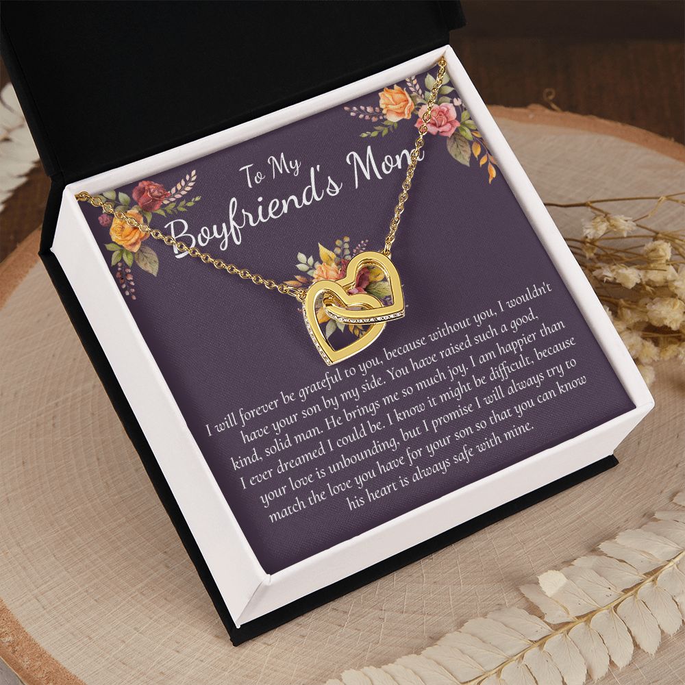 Sterling Silver Necklace for Women with Cubic Zirconia for Boyfriend's Mom Daugterin Law To My Mother in Law Necklace  Gift on Birthday Mother's Day Wedding Christmas Pendant Interlocking Hearts Necklace