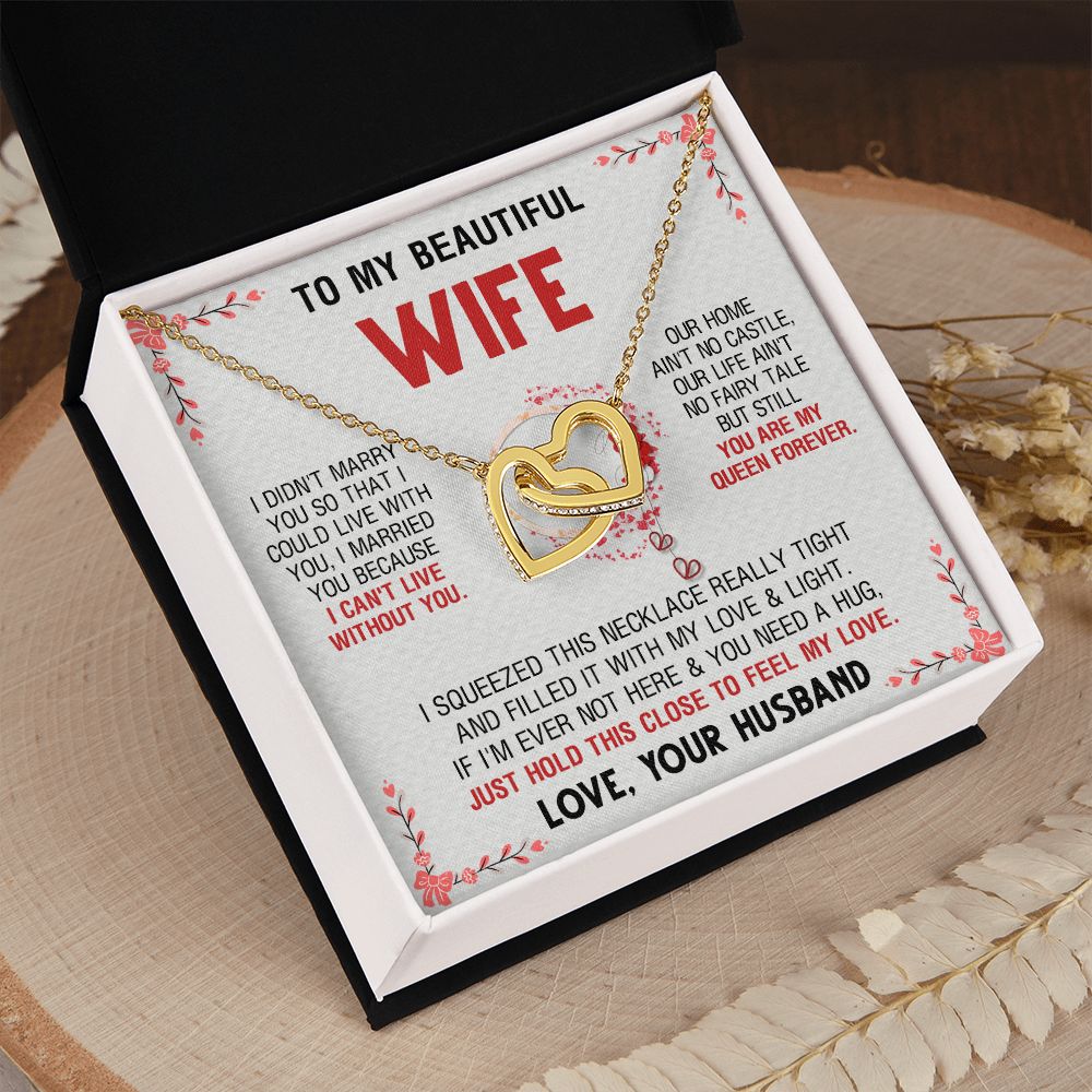 To My Beautiful Wife Necklace, Wedding Anniversary Jewelry For Women, Necklace For Wife from Husband, Gifts For Wife Birthday Gifts Necklace, Jewelry With Message Card In A Gift Box