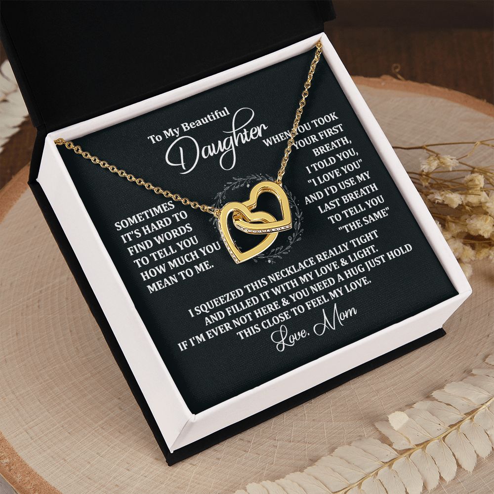 Mother Daughter Gift Ideas, To My Daughter Gift Necklace from Mom, Jewelry Pendant Present for Daughter, Birthday Christmas Gift Graduation Gifts for Daughters, Mother and Daughter Necklace 2135 Interlocking Hearts Necklace