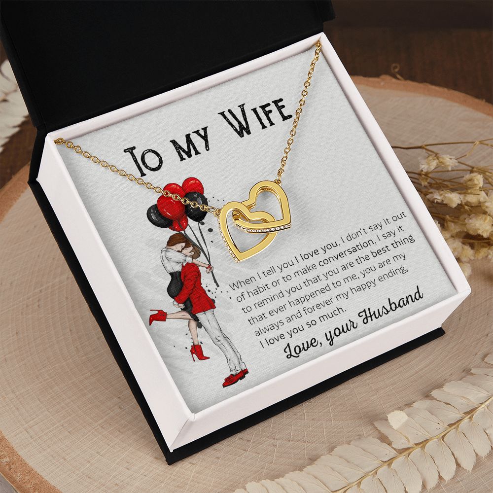 Birthday Gifts For Wife, Necklace Gifts For Wife From Husband, To My Wife Jewelry For Women , To My Wife Necklace  from Husband Wedding Anniversary Present For Wife, Beautiful Wife Jewelry Christmas 7 Interlocking Hearts Necklace