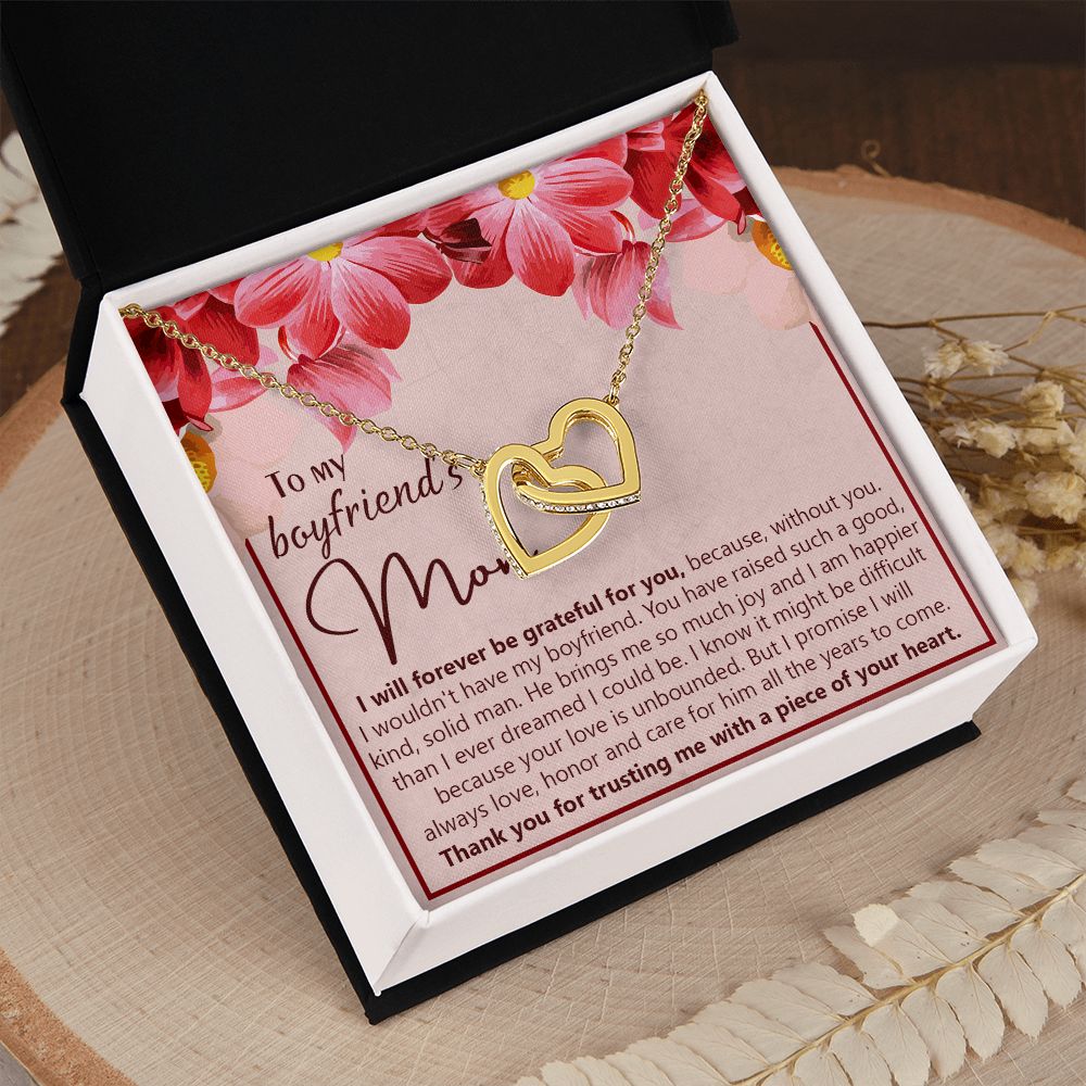 To My Boyfriend's Mom Necklace Jewelry Gift, Mother's Day Gift, Birthday Gift For Boyfriend's Mom, Boyfriend's Mom Meaningful Gift Interlocking Hearts Necklace