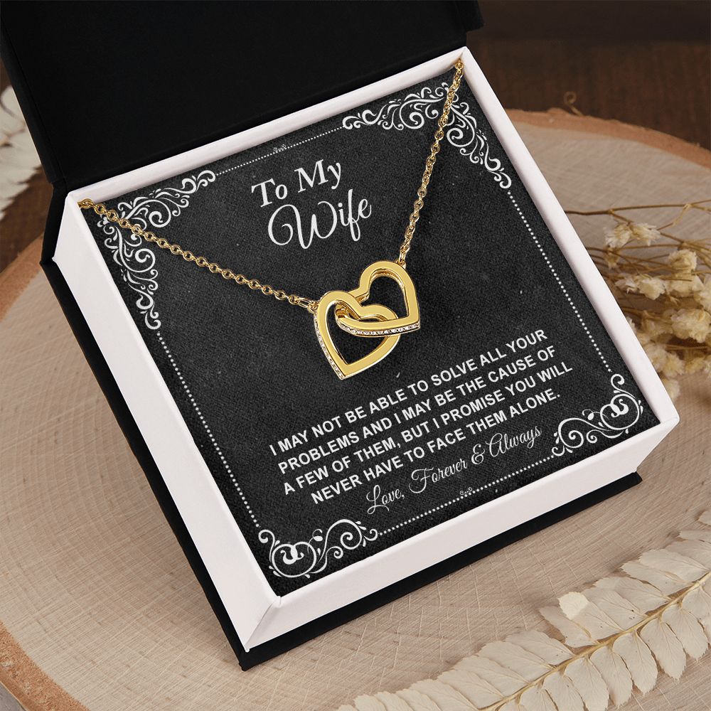 To My Wife Necklace, Gift For Wife From Husband, Anniversary Gift, Valentine's Interlocking Hearts Necklace