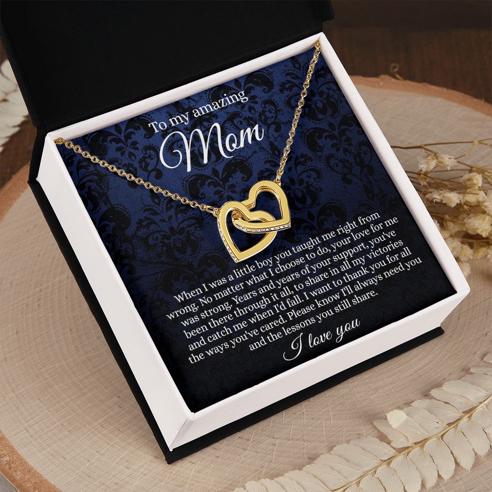 Gift for Mom Necklace, To My Beautiful Mom Love Knot Necklace Card, Mother’s Day Gift For Mom From Son, Thank You Mom Gift, Custom Jewelry Necklace For Mom Interlocking Hearts Necklace