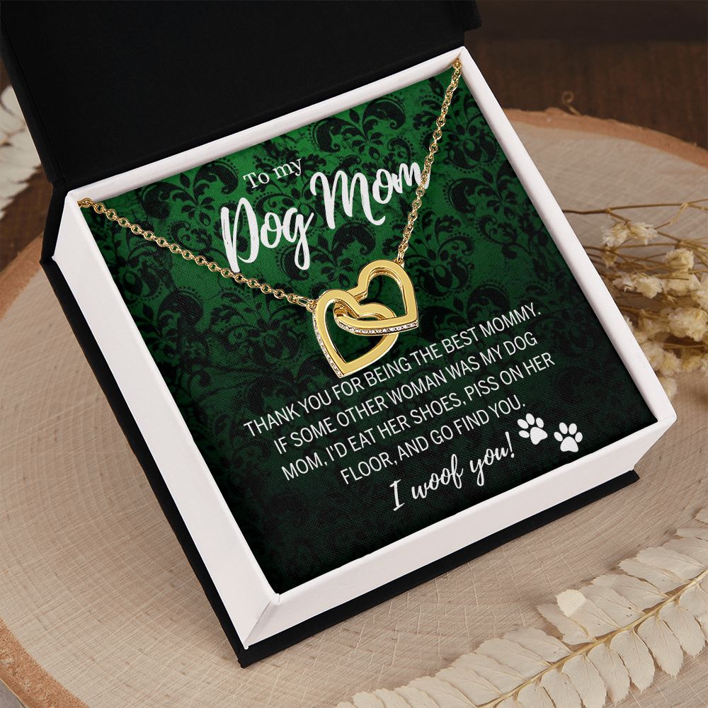To My Dog Mom Necklace with Message Card Mother's Day Gift for Dog Mom Dog Mom Gift Dog Mom Mothers Day Necklace for Dog Mom Mother Birthday Gift Dog Lover Necklace for Women Interlocking Hearts Necklace