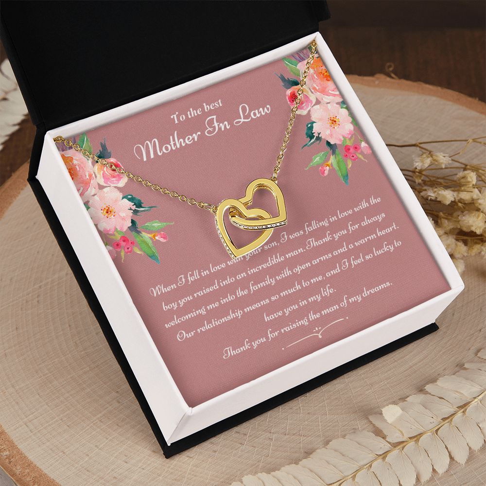 To The Best Mother In Law Gifts, Love Knot Necklace, Mother's Day Necklace Gifts Interlocking Hearts Necklace