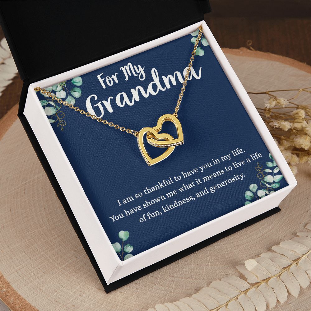 To My Grandma Necklace, Gift for Grandmother Necklace, Mothers Day Gift For Grandma Nana, Grandma Jewelry From Grandchildren GrandKids , Jewelry Box Gift For Grandma Grandmother4 Interlocking Hearts Necklace