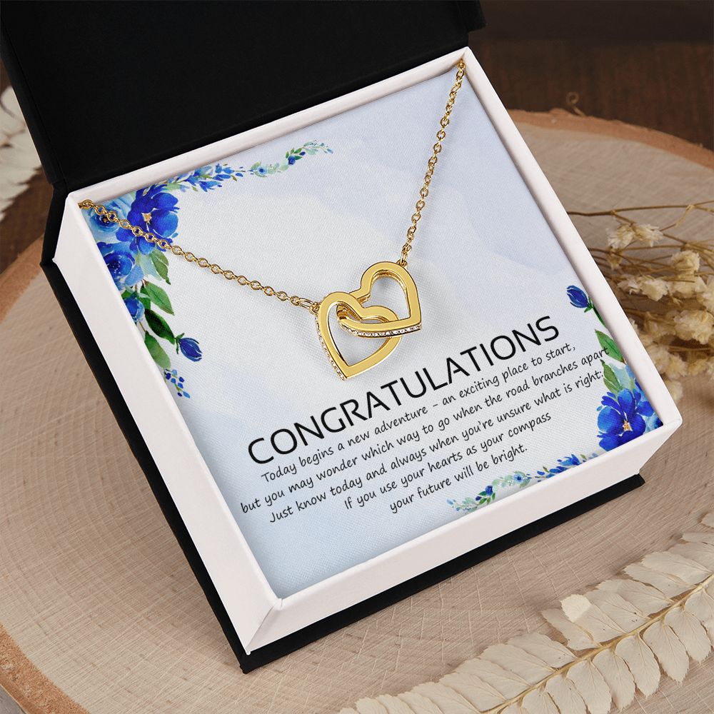 Graduation Compass Necklace - Perfect gift to say congratulations to high school Congrats Graduation Pendants Gift For Daughter, Granddaughter, Niece, Sister Interlocking Hearts Necklace