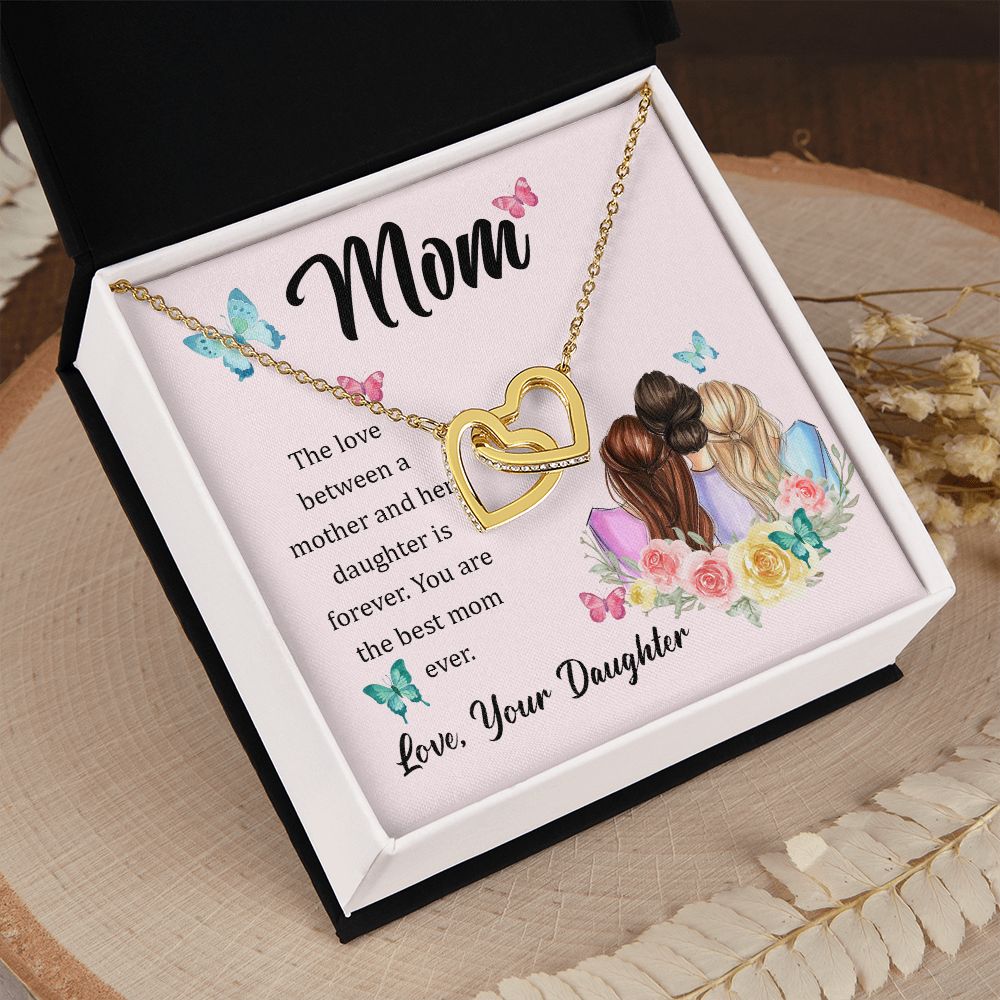 Mom Necklace Gifts for Mom from Daughter to Mom Gifts for Mothers Day from Daughter, To My Mom Necklace from Daughter to Mom Birthday Gifts Necklace with Message Card and Gift Box21 Interlocking Hearts Necklace