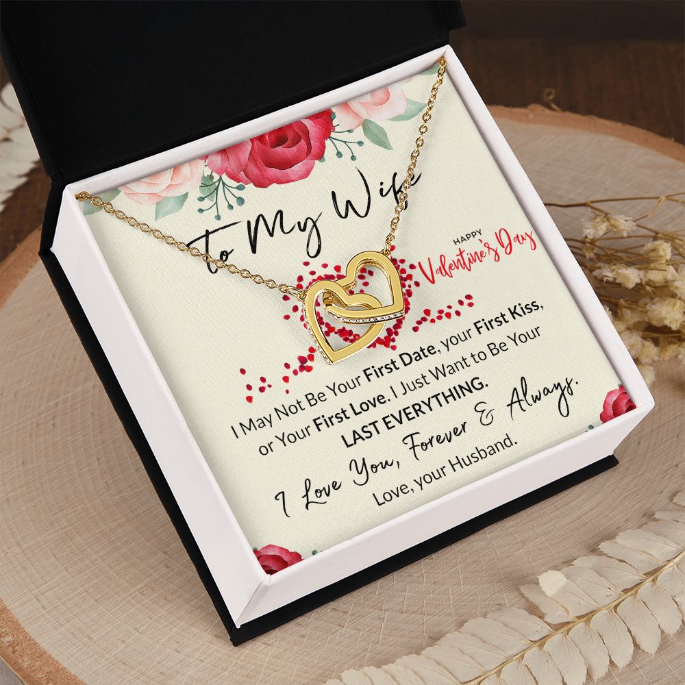 To My Wife Necklace from Husband, Personalized Necklace for Women, Luxury Necklace for Wife from Man Men, Wedding Anniversary Present For Wife, Beautiful Wife Jewelry Christmas Birthday Gift For Wife23 Interlocking Hearts Necklace