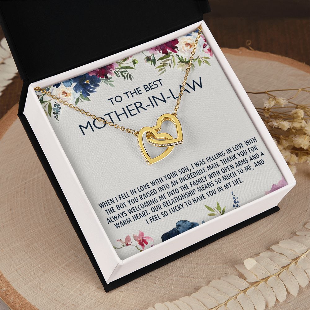 To My Mother-In-Law Gift Mothers Day Gift Necklace Mother-In-Law Gifts Jewelry Interlocking Hearts Necklace
