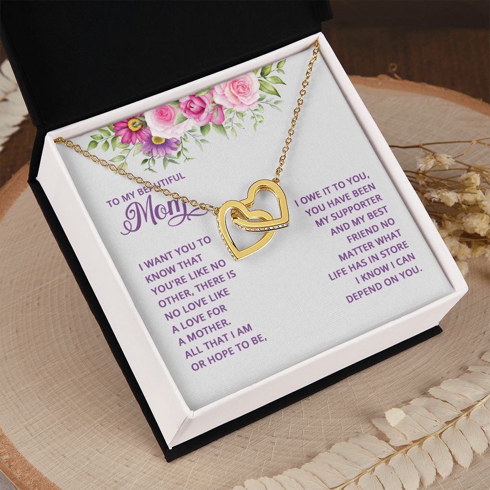 Mom Necklace Gifts for Mom from Daughter to Mom Gifts for Mothers Day from Daughter, To My Mom Necklace from Daughter to Mom Birthday Gifts Necklace with Message Card and Gift Box17 Interlocking Hearts Necklace