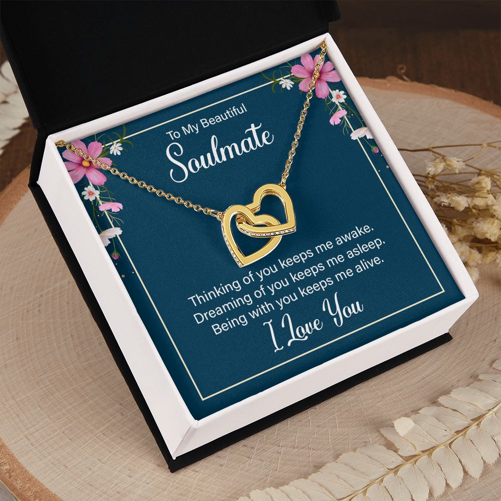 To My Soulmate Necklace for Women Birthday Christmas Jewelry Gifts For My Wife with Message Card Box Personalized Gift Present Pendant for Future Wife Soulmate Girlfriend Love 13 Interlocking Hearts Necklace