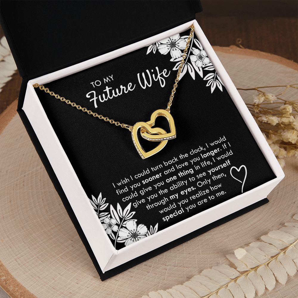 To My Future Wife Necklace, Alluring Beauty Necklace with Message Card and Gift Interlocking Hearts Necklace