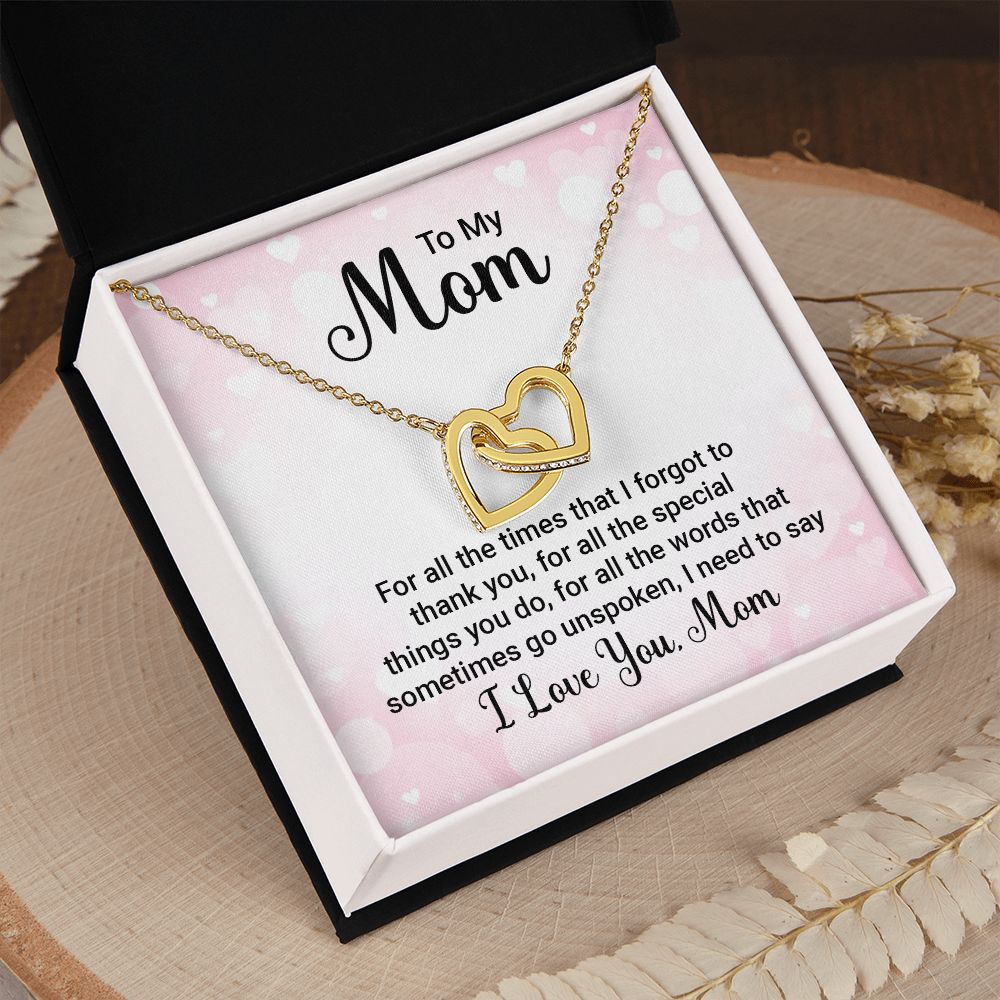 To My Mom Necklace, Gift For Mom, Mother's Day Gift from Daughter, Mom Jewelry Gift for Mothers Day, Birthday Gift for Mother, Moms Gift from Daughter Son, Necklace for Mom Mother 23 Interlocking Hearts Necklace