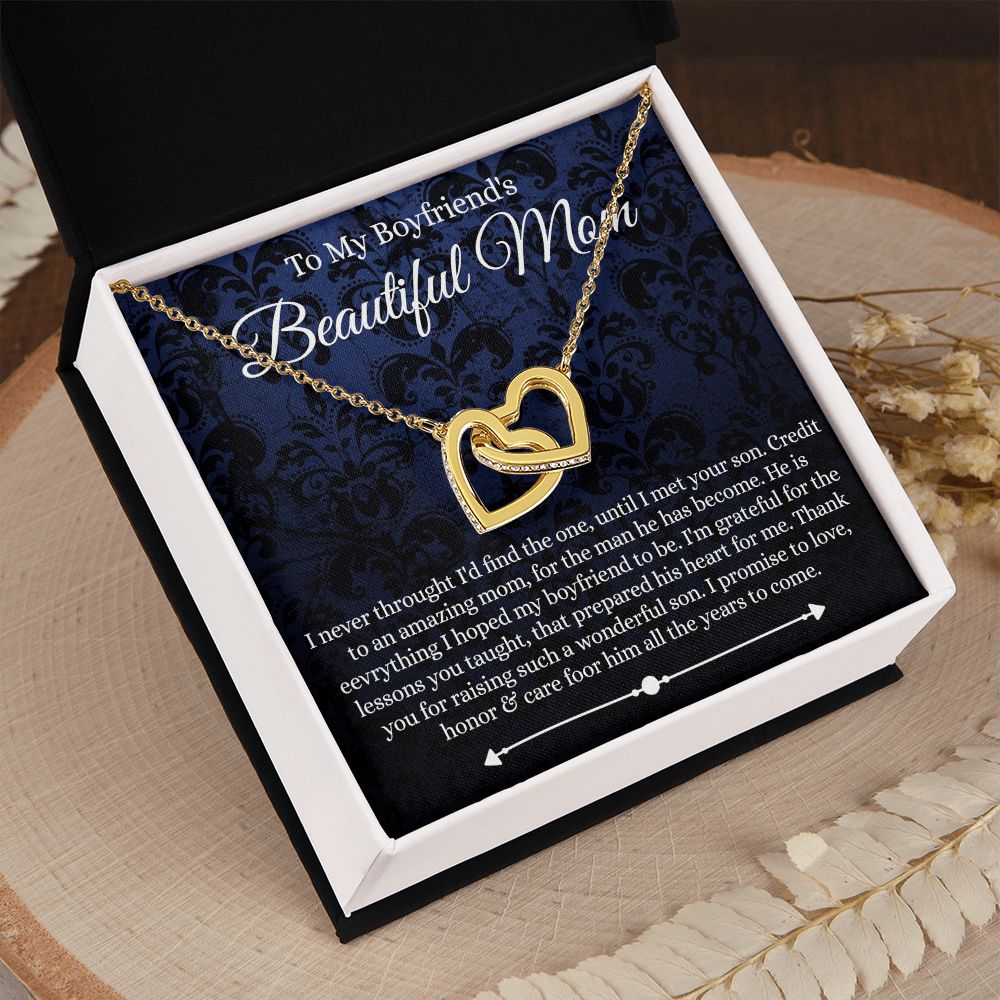 To My Boyfriend's Mom Mother's Day Necklace, Mother-in-law Necklace, Necklace Gift For Boyfriend’s Mom, To My Boyfriends Mom Gift, Future Mother-in-law Necklace for Boyfriend's Mom Interlocking Hearts Necklace