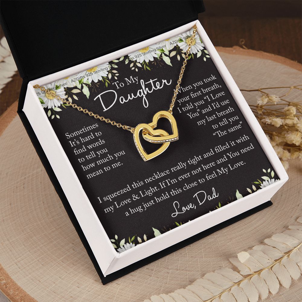 To My Daughter Necklace from Dad Father Daughter Birthday Gift For Daughter From Dad Graduation Gift for Her Girls Teen Girl Necklace Gift From Dad Gift For Daughter Interlocking Hearts Necklace