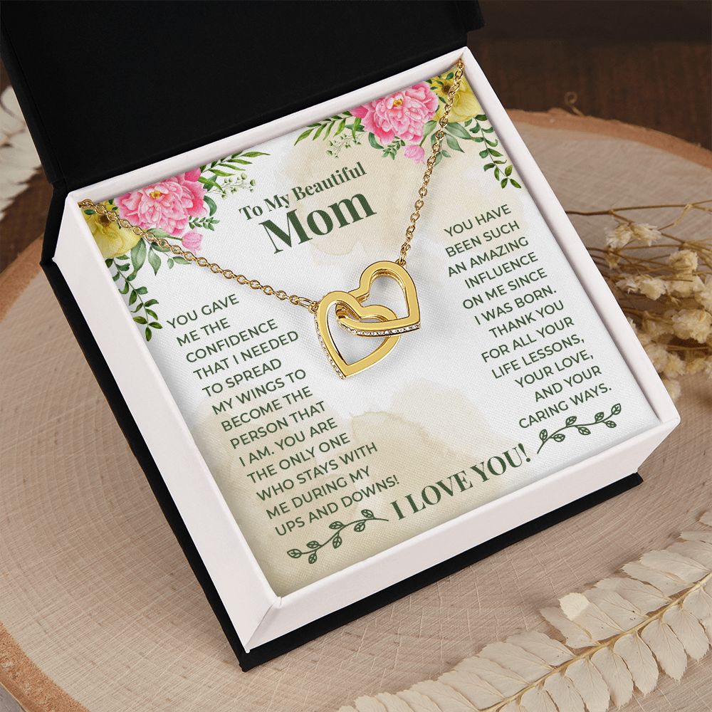 Mom Necklace Gifts for Mom from Daughter to Mom Gifts for Mothers Day from Daughter, To My Mom Necklace from Daughter to Mom Birthday Gifts Necklace with Message Card and Gift Box22 Interlocking Hearts Necklace