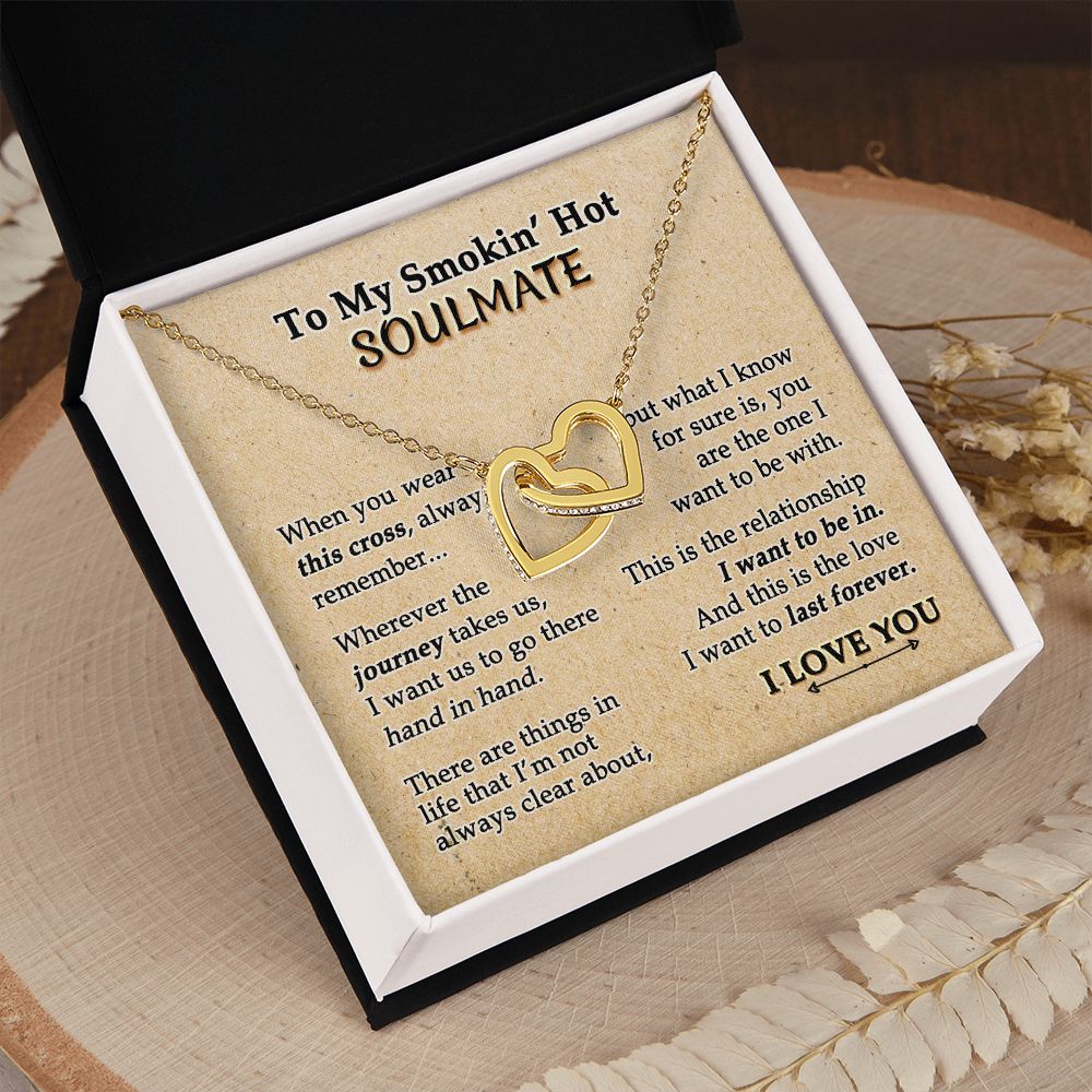 To My Soulmate Necklace for Women Birthday Valentines Day Jewelry Gifts For My Wife with Message Card Box Personalized Gift Present Pendant for Future Wife Soulmate Girlfriend Love 9 Interlocking Hearts Necklace