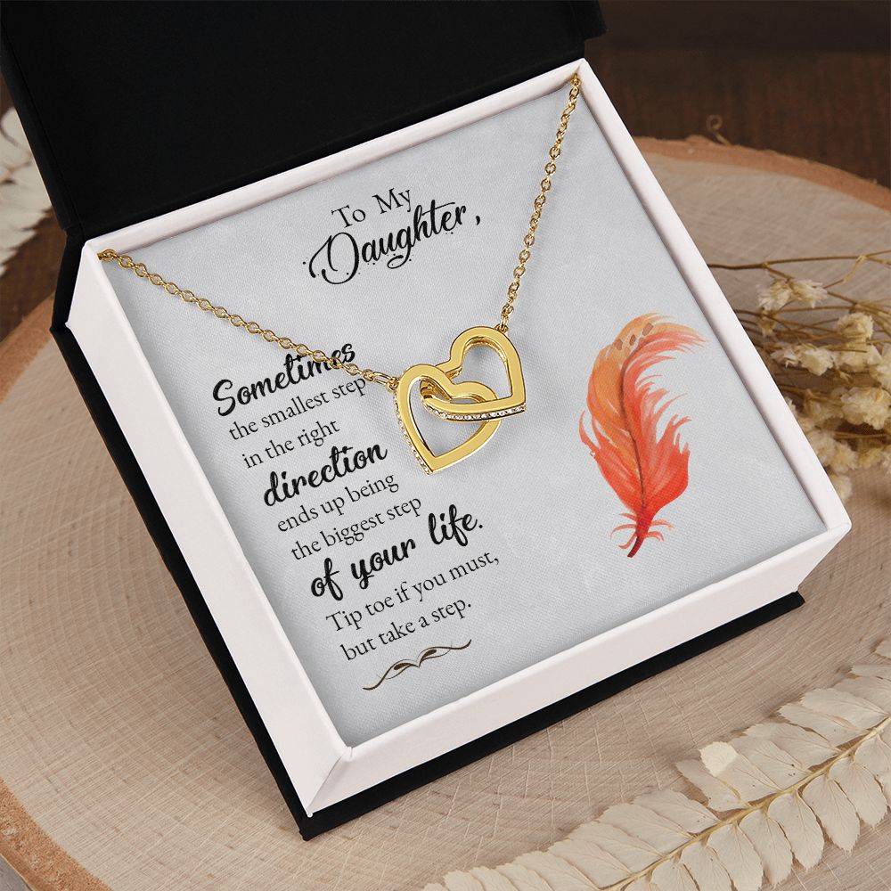 To My Daughter Necklace Pendant Gift From Mom Necklace Tip Toe If You Must With Message Card Gift Box Gift For To Daughter, Daughter In Law On Birthday Anniversary Interlocking Hearts Necklace