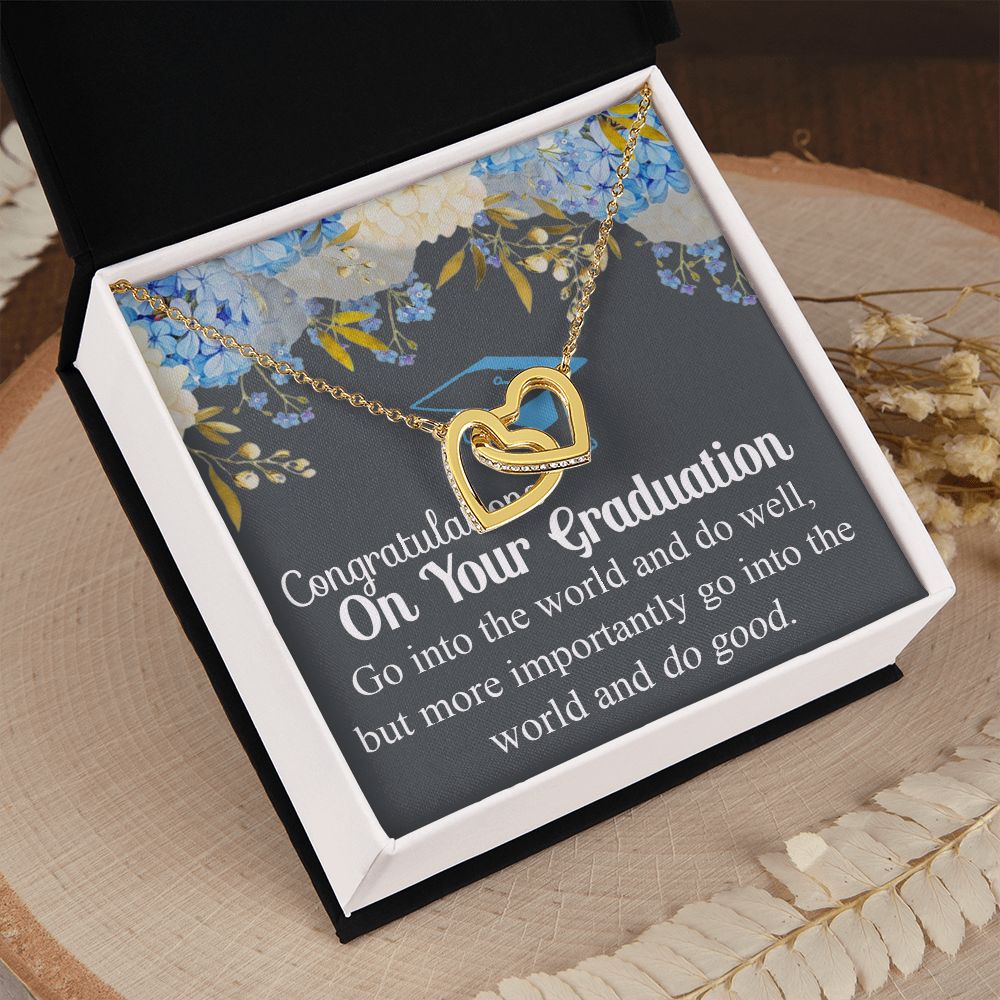 Graduation Gift Necklace For Girls, Graduation Jewelry, College, High School Congrats Graduation Pendants Gift For Daughter, Granddaughter, Niece, Sister Interlocking Hearts Necklace