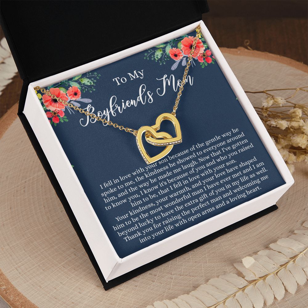 To My Boyfriends Mom, Gifts For Boyfriend Mom, Boyfriends Mom Birthday Gift Idea, Boyfriend Mother Gift, Necklace for Boyfriends Mom, Mother's Day Gift Necklace for Women Interlocking Hearts Necklace