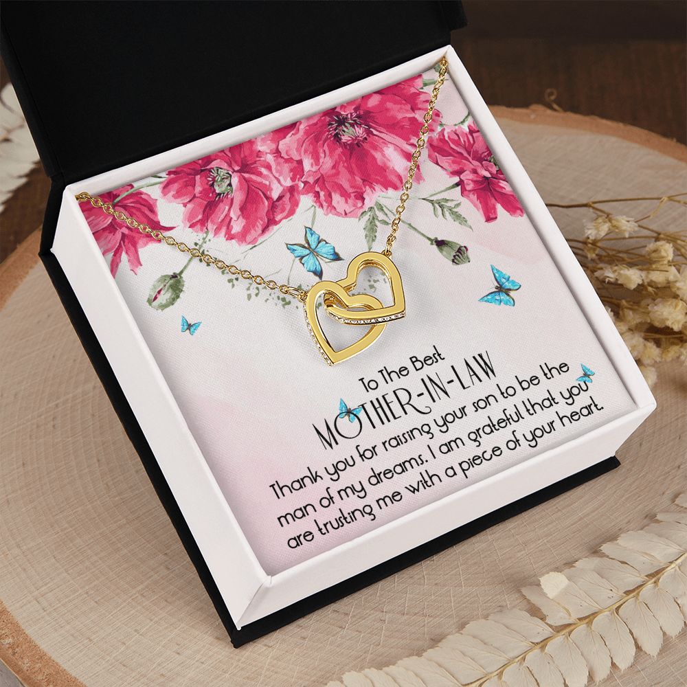 To The Best Mother In Law Necklace, Mother In Law Gifts, Mothers Day Gifts Necklace Interlocking Hearts Necklace