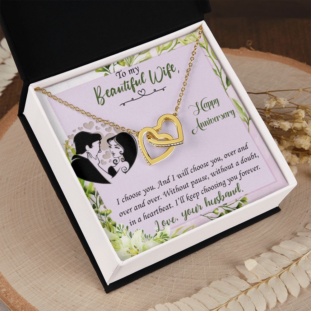 To My Beautiful Wife Necklace, Wedding Anniversary Jewelry For Women, Necklace For Wife from Husband, Gifts For Wife Birthday Gifts Necklace, Jewelry With Message Card In A Gift Box