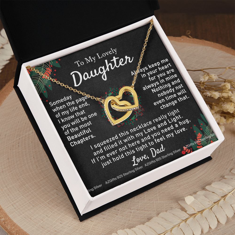 To My Daughter Necklace from Dad Father to Daughter Necklace for Daughter Gift for Daughter Wedding Gift Daughter Jewelry for Daughter Present for Christmas Birthday Gift Interlocking Hearts Necklace