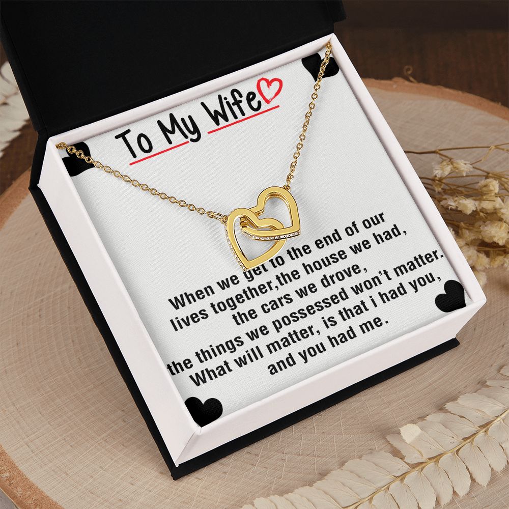 To My Wife Necklace from Husband, Personalized Necklace for Women, Luxury Necklace for Wife from Man Men, Wedding Anniversary Present For Wife, Beautiful Wife Jewelry Christmas Birthday Gift For Wife25 Interlocking Hearts Necklace