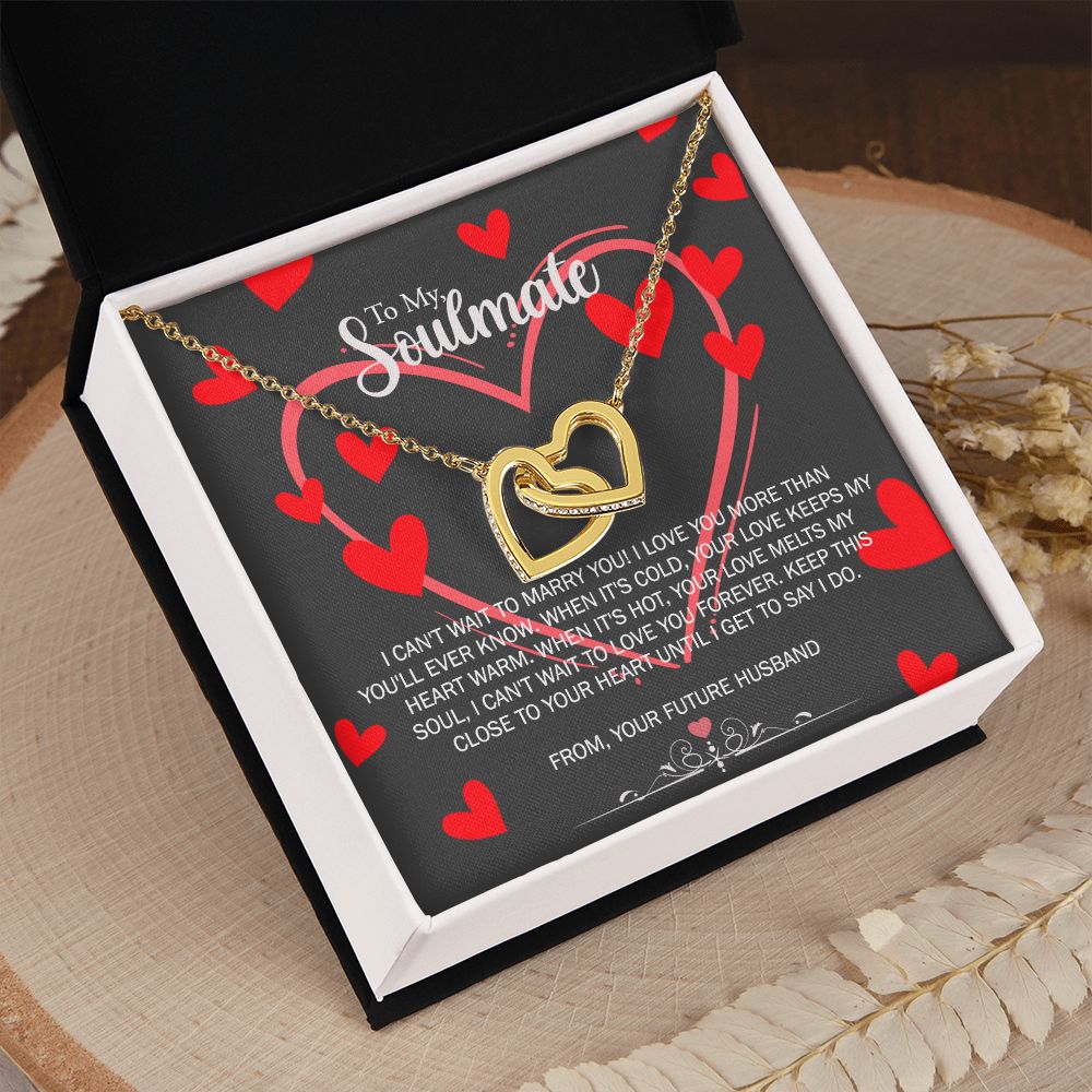 To My Soulmate Necklace for Future Wife Girlfriend Fiancee Anniversary Gift Interlocking Hearts Necklace