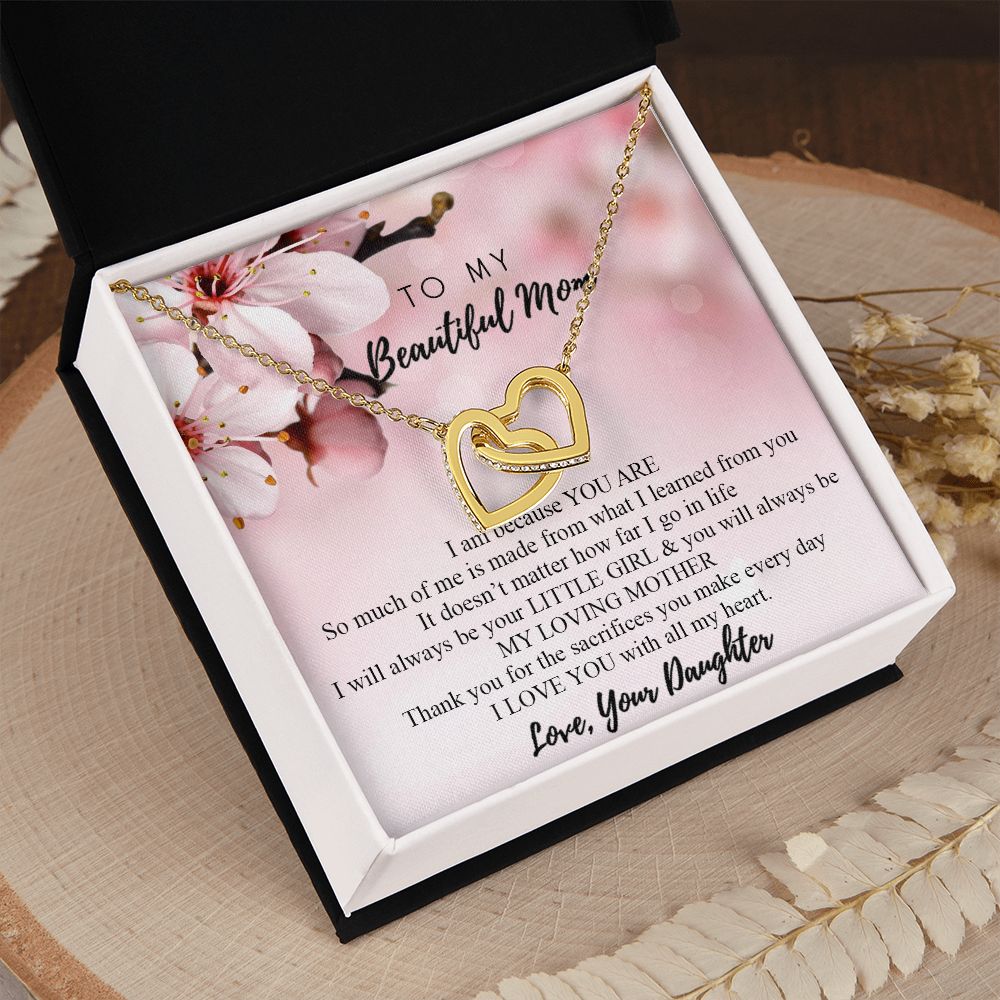 Mom Necklace Gifts for Mom from Daughter to Mom Gifts for Mothers Day from Daughter, To My Mom Necklace from Daughter to Mom Birthday Gifts Necklace with Message Card and Gift Box2246 Interlocking Hearts Necklace