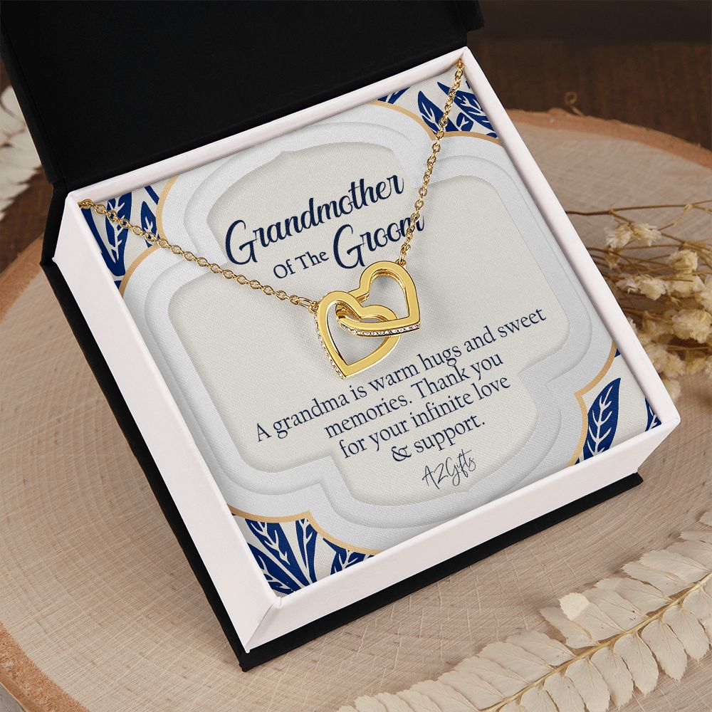 To My Grandmother Necklace, Gift for Grandmother Necklace, Mothers Day Gift For Grandma Nana, Grandma Jewelry From Grandchildren GrandKids , Jewelry Box Gift For Grandma Grandmother3 Interlocking Hearts Necklace