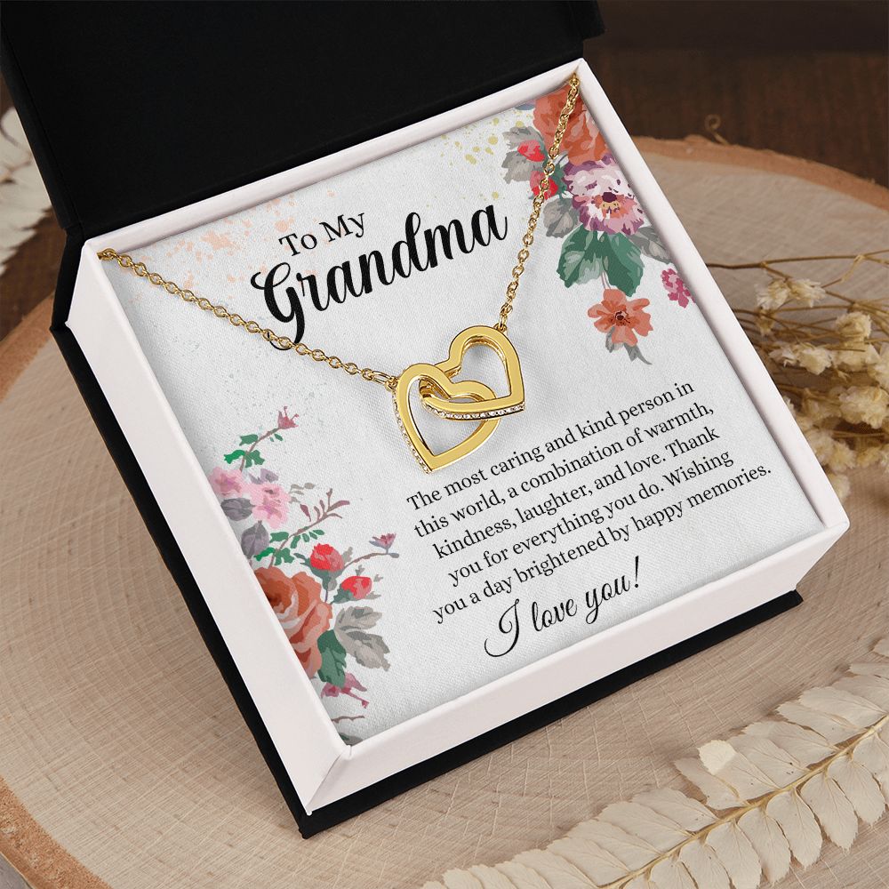 To My Grandma Necklace, Gift for Grandmother Necklace, Mothers Day Gift For Grandma Nana, Grandma Jewelry From Grandchildren GrandKids , Jewelry Box Gift For Grandma Grandmother3 Interlocking Hearts Necklace