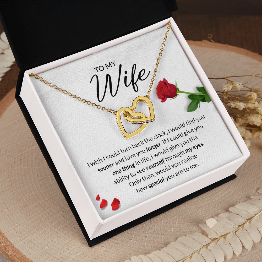 Birthday Gifts For Wife, Necklace Gifts For Wife From Husband, To My Wife Jewelry For Women , To My Wife Necklace  from Husband Wedding Anniversary Present For Wife, Beautiful Wife Jewelry Christmas22 Interlocking Hearts Necklace