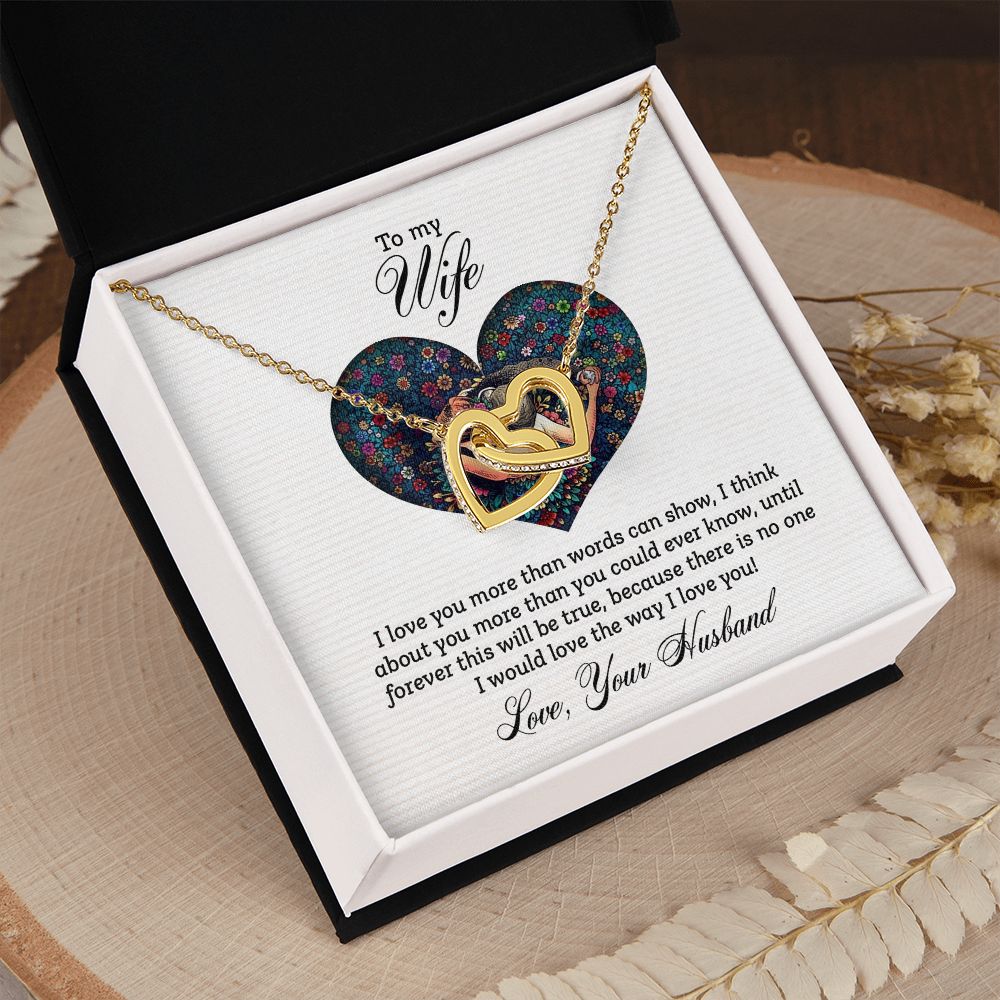 Birthday Gifts For Wife, Necklace Gifts For Wife From Husband, To My Wife Jewelry For Women , To My Wife Necklace  from Husband Wedding Anniversary Present For Wife, Beautiful Wife Jewelry Christmas23 Interlocking Hearts Necklace