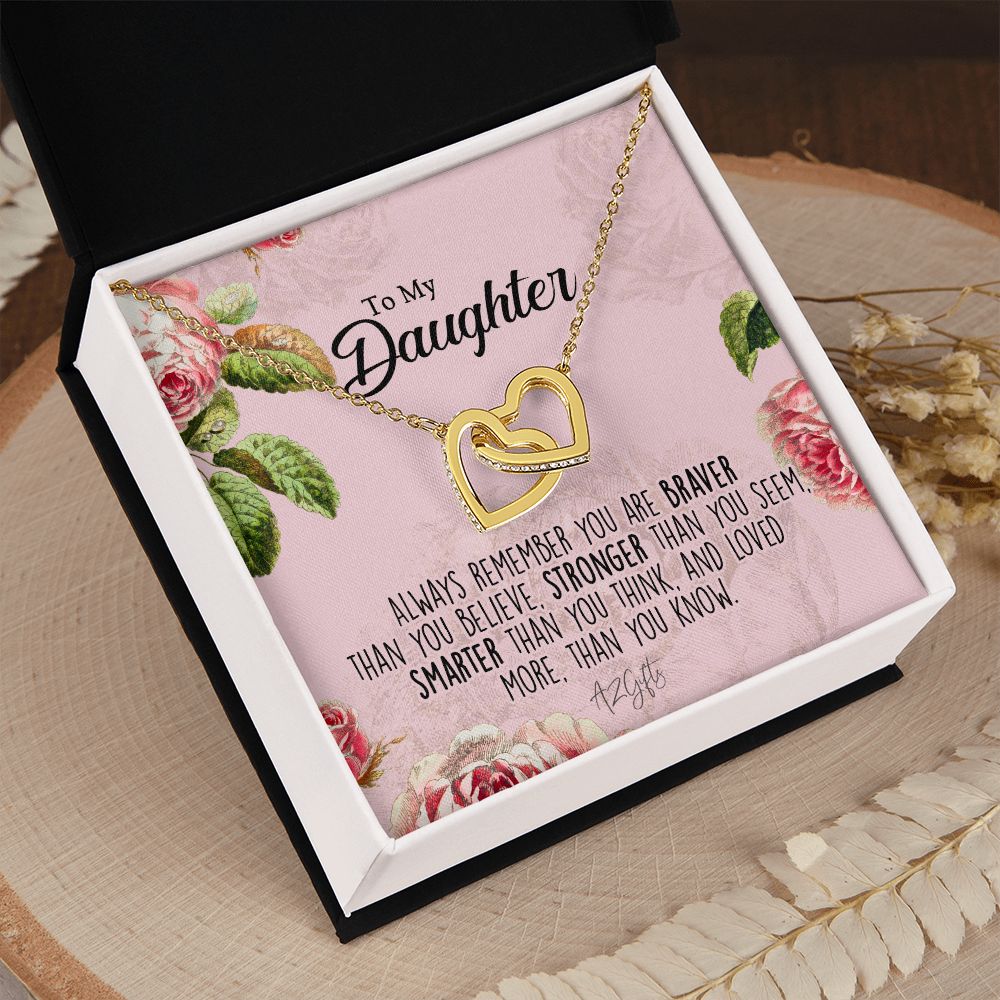 To My Daughter Gift Necklace from Mom, Mother and Daughter Necklace for Girls, Mother Daughter Gift Ideas, Jewelry Pendant Interlocking Hearts Necklace