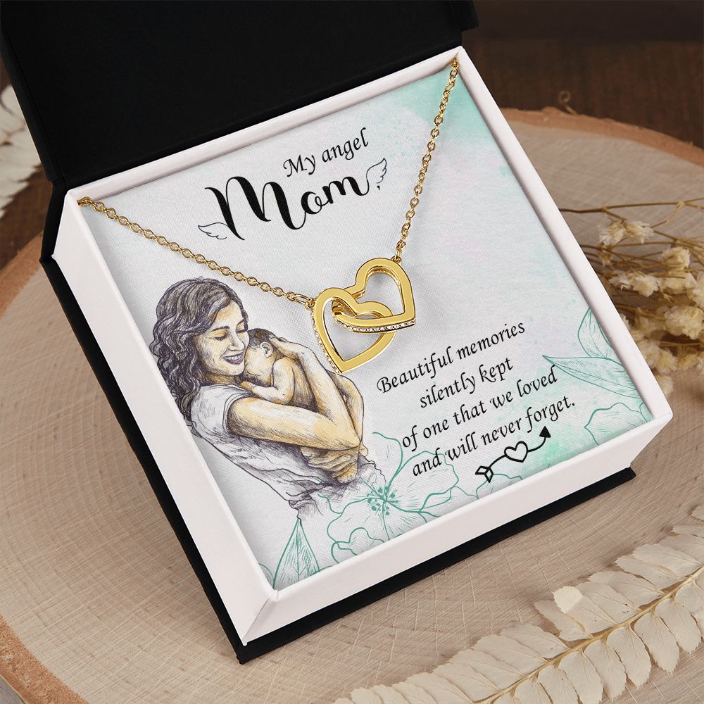 To My Mom Mother My Angel Necklace Pendant Gift From Daughter Beautiful Memories With Message Card Gift For Mom Interlocking Hearts Necklace