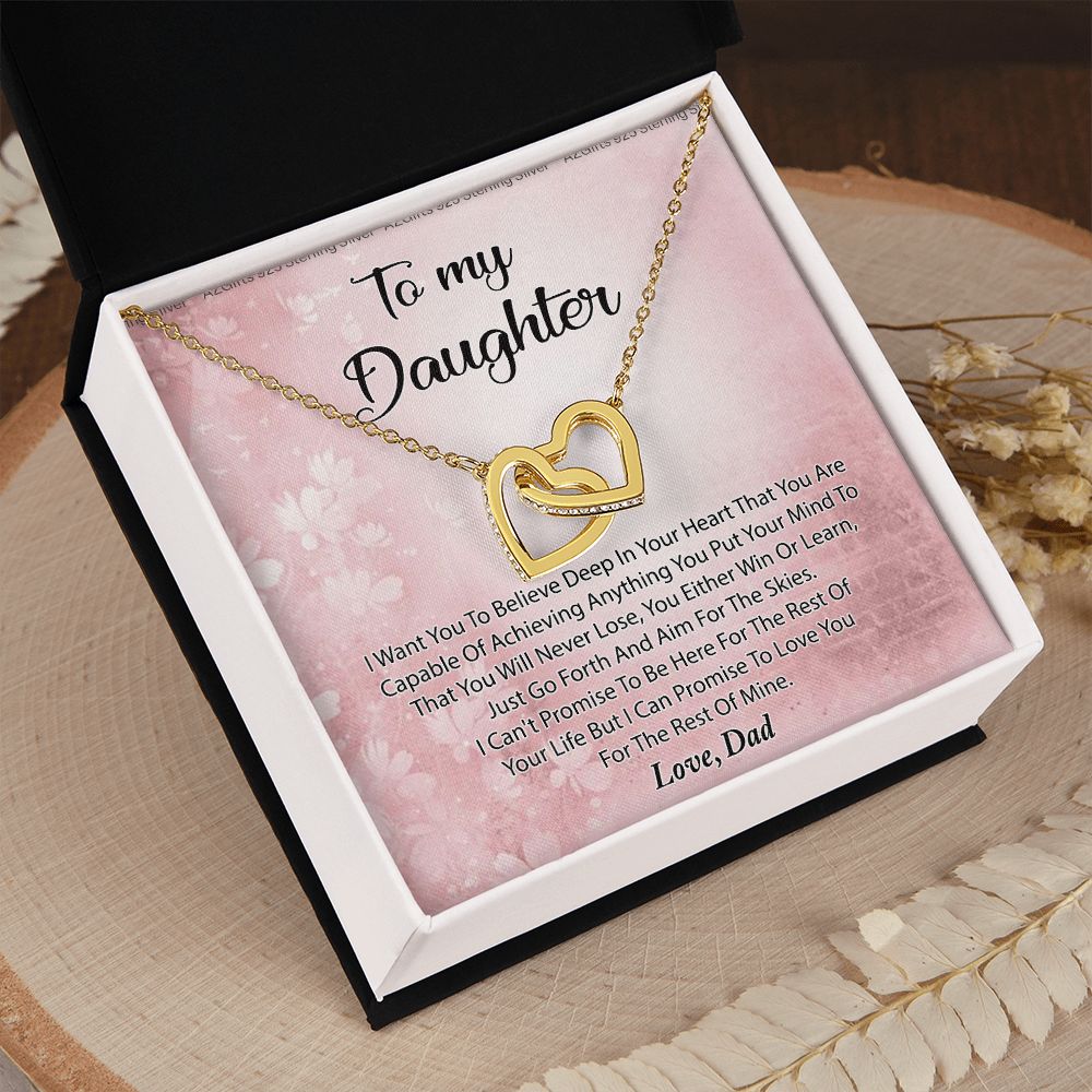 To My Daughter Necklace Gift From Mom I Love You Forever and Always Hearts Necklace For Daughter Present for Birthday Anniversary Christmas Valentine's Day Interlocking Hearts Necklace